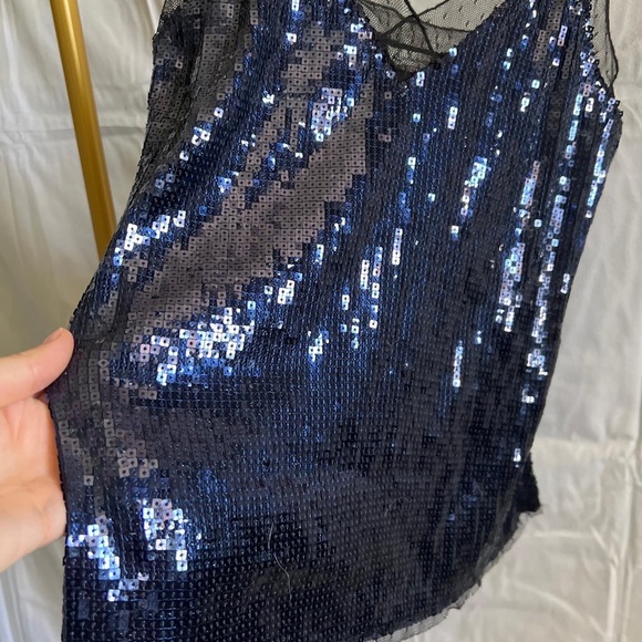 FREE PEOPLE Navy sequin cami top - Picture 6 of 8